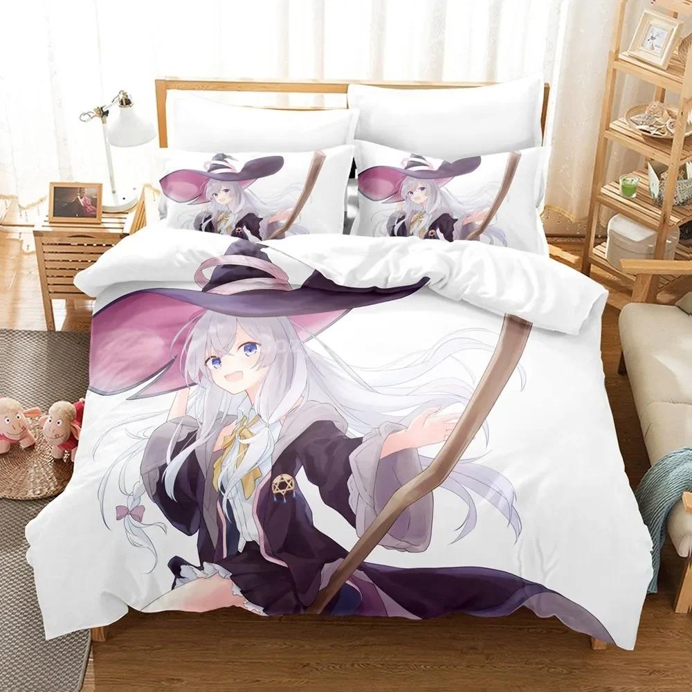 Durable Modern Twin Queen King Single Comforter The Journey of Elaina Anime 3d Sets Bed Polyester Size Kids Gift Cartoon