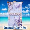 Butterfly Theme Beach Towel Personalized Custom Name & Text Soft Quick Dry Beach Towel for Swimming Travel