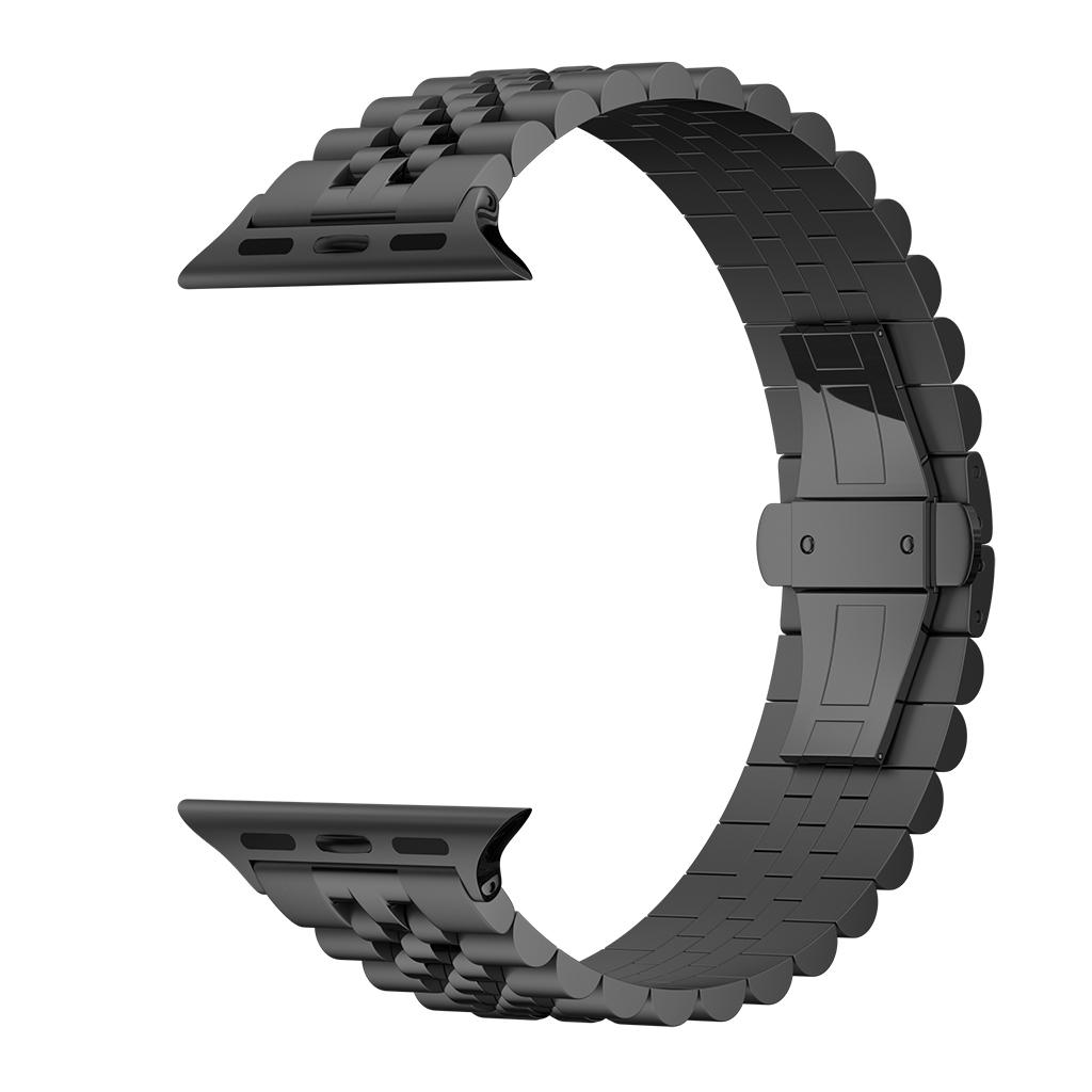 Keepwin 304 Stainless Steel Butterfly Buckle 5 Replacement Adjustable Bracelet Watch Band for Apple IWatch 9 8 Ultra 7 6 5 4 3