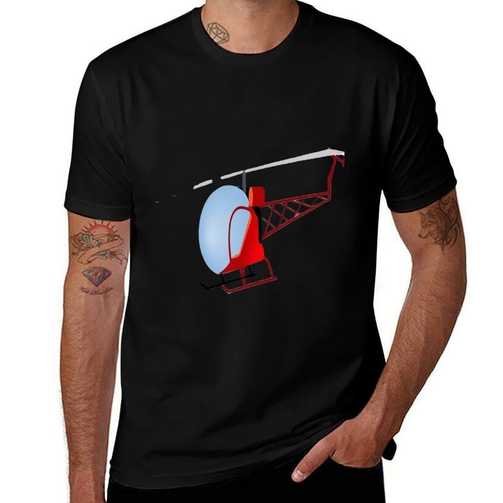 Small Minimalist Helicopter Design TShirt Christmas Casual Short Sleeve Top