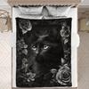 Black Cat Animal Pattern Print Art Blanket - Soft All-Season Multi-Purpose Throw for Sofa, Bed, Travel, Decor & Gift