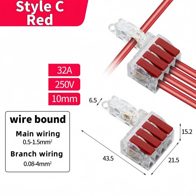 T-Type Stripping Free Wiring Connector with Fixing Hole Quick Branch Splice Junction Box Lever Wire Connector Home Appliances