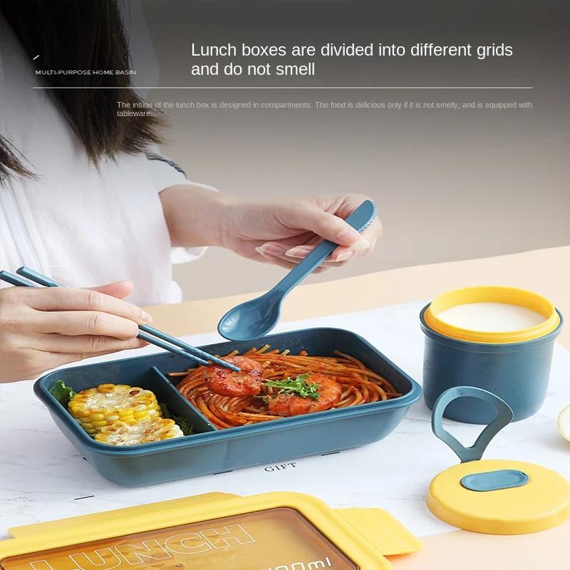 1100ml Microwave Lunch Box Portable 2 Layer Food Container Healthy Lunch Bento Boxes Lunchbox With Cutlery