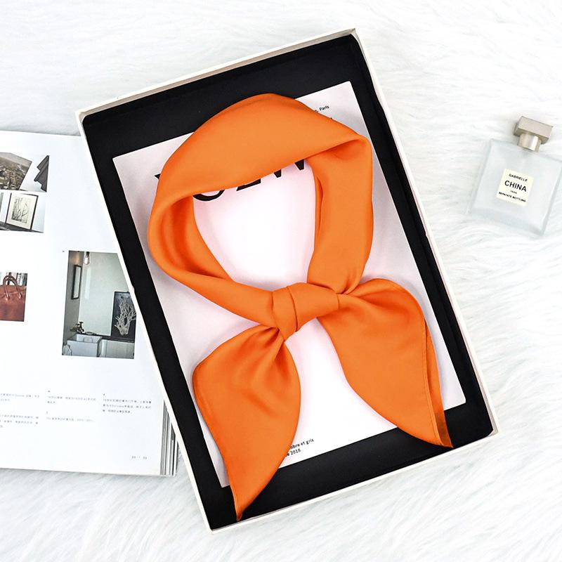 Spring/Autumn Solid Color Silk Scarf: 70cm Stylish & Versatile Women's Neck Accessory