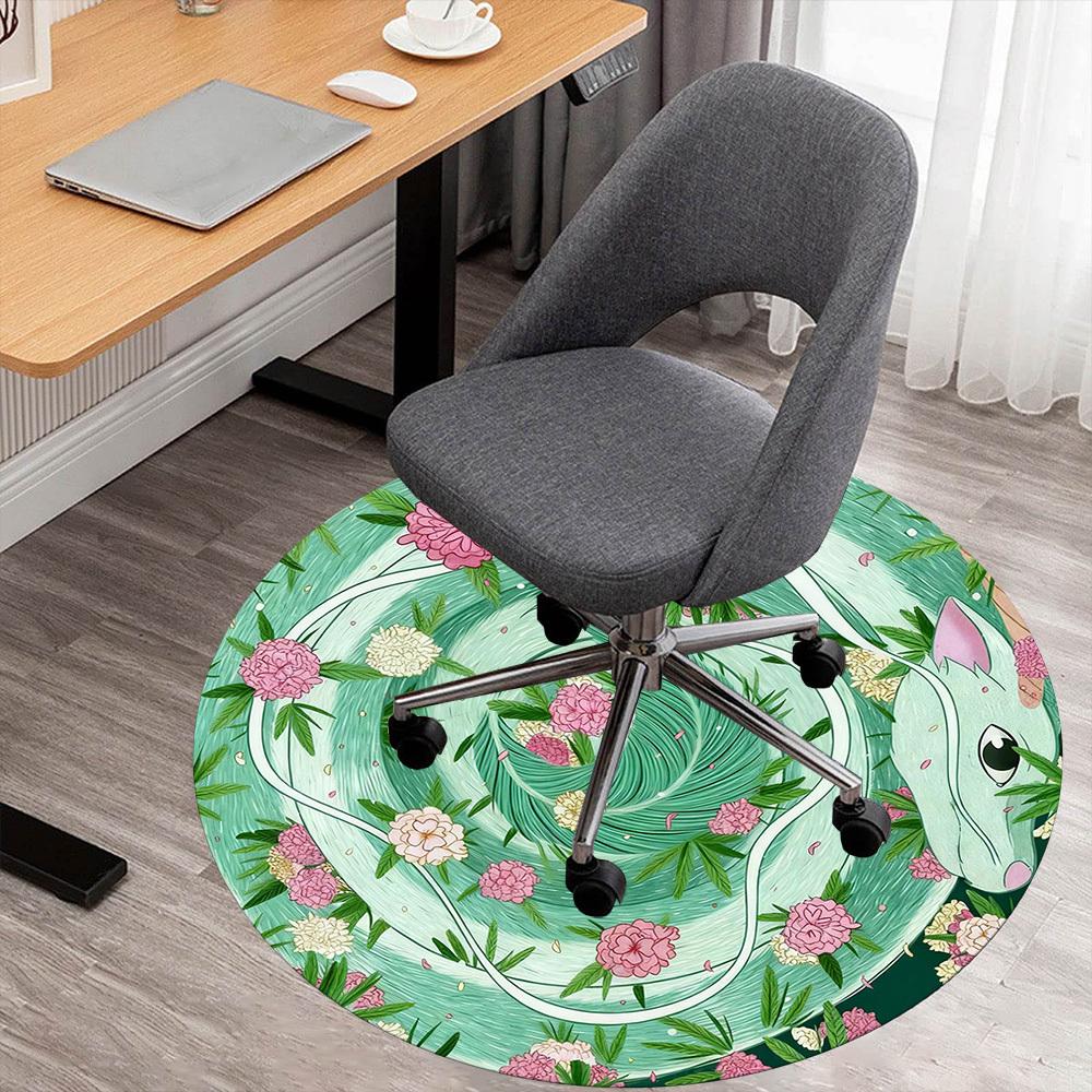 

1pc snake floral Round Chair mat office Area Rug - Non-Slip, Floor Mat for Office, Bedroom, Ideal home decor gift p0105019 80cm