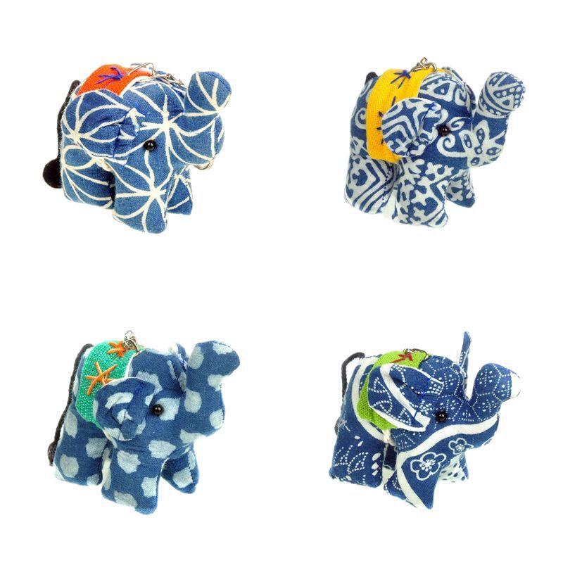 1Pcs Cartoon Handmade Ganesha Keyring Traditional Thai Fabric Elephant Keychain Animal Diy Pendant Car Key Ring