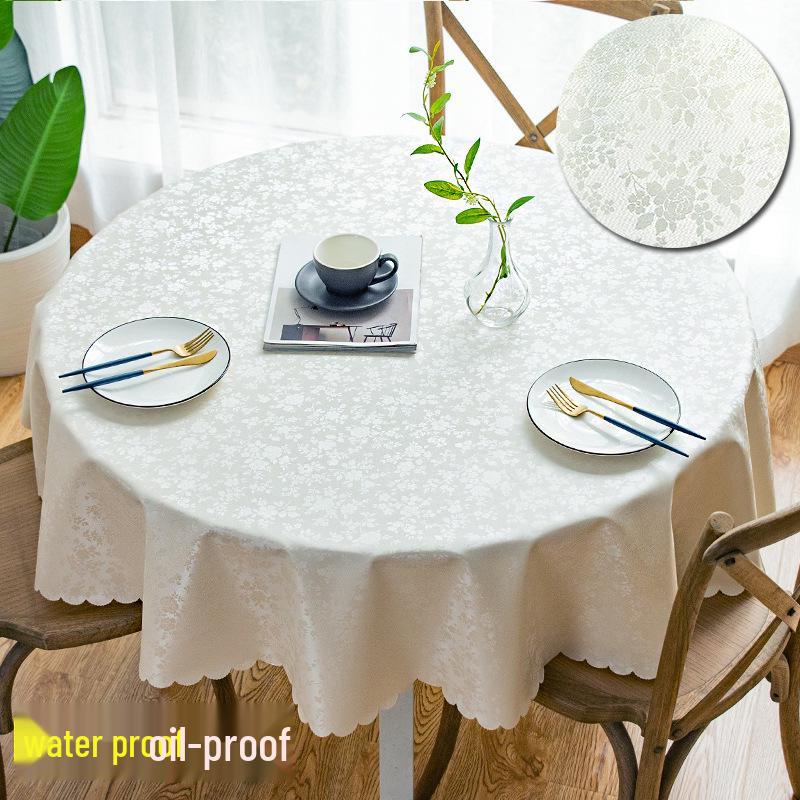 Round European Waterproof & Oil-proof Tablecloth - Scald-resistant, No-wash Design for Home, Hotel, Restaurant