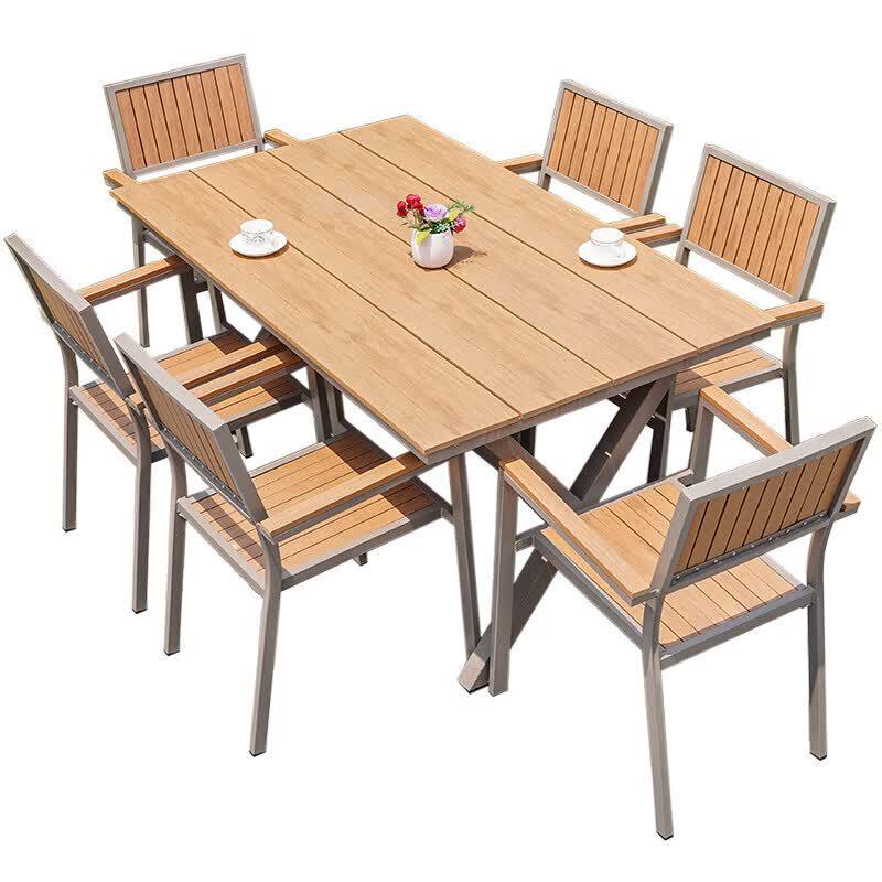 JINGGENG Outdoor Plastic Wood Table and Chair Set