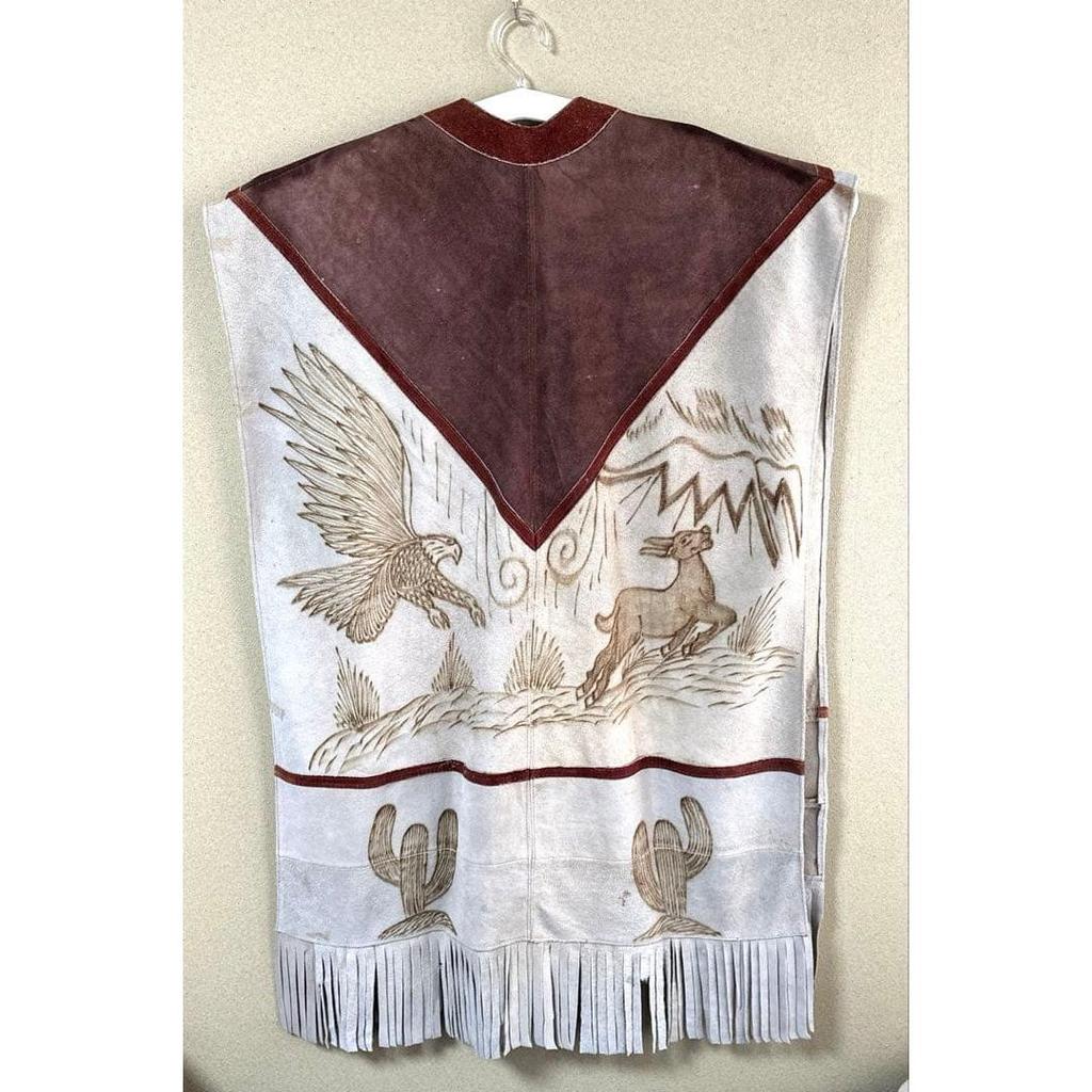 Used Mexico leather poncho