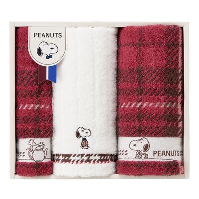 Nishikawa Snoopy Gift Towel Check Tea Made In Gift TT84403051 Set, 34x75cm, Washable, Pattern, Time, Relaxing, Gift, PEANUTS, Japan, PN4652, Check,