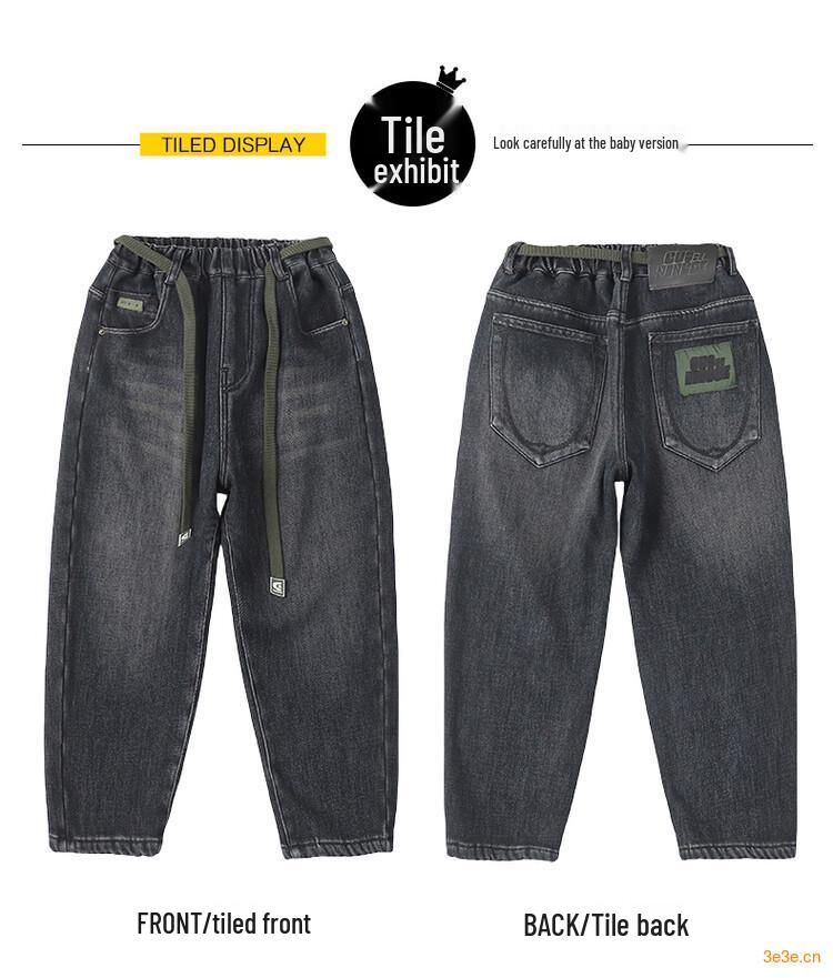 Boys' Plush Lined Jeans - 2025 Autumn/Winter Casual Fashion for Middle and Older Children