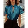 2026 Women's Popular Summer Solid Color Satin Short-Sleeve Top Commuting Shirt