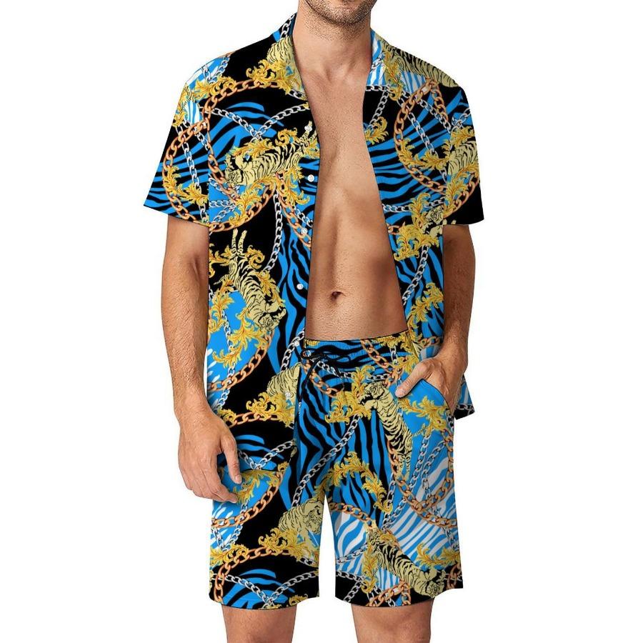 Floral Print Hawaiian Shirt Set 3D Print Casual Short Sleeve Beach Shorts Shirt Holiday Set
