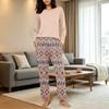Damen Freizeit-Schlafanzug-Set mit Print, Rundhalsausschnitt und Lockerer Passform für Nachtwäsche und Loungewear