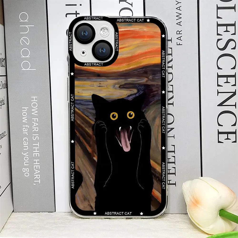 Ästhetische Van-Gogh Gustav Klimt Mona Lisa Dicker Katze Kunst Handyhülle für IPhone 16 15 13 12 11 Pro Max Mini XS X 14 Plus Klare Hülle