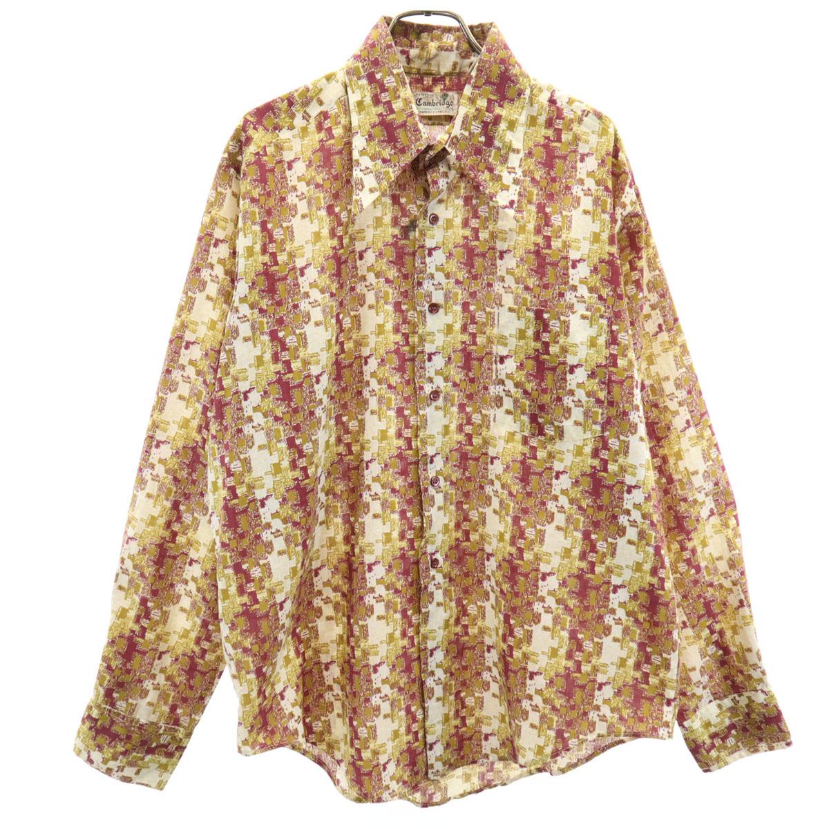 

Cambridge 70s vintage Overall handle Long sleeve shirt L Bordeaux Men s Used