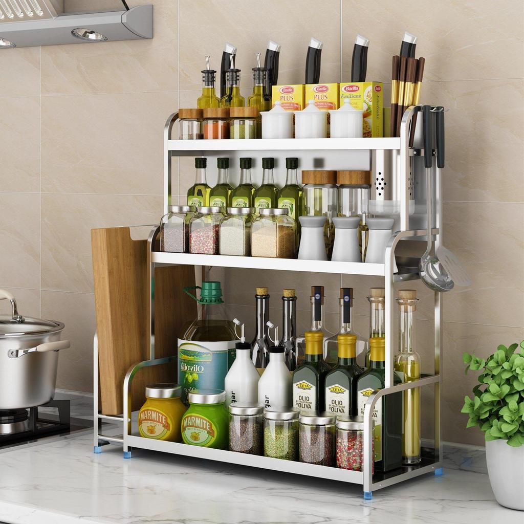 Stainless Steel Kitchen Storage Rack & Knife Holder Organizer