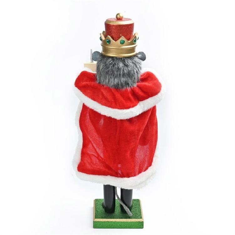 Wood Nutcrackers Figurine 38cm Christmas Mouse King Puppet Toy Home Tabletop Book Shelves Ornament Seasonal Decoration