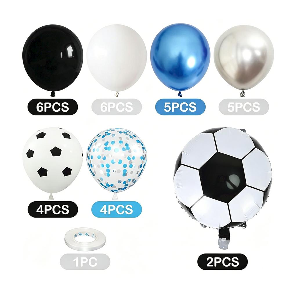 Party Balloon Decoration Set 32/50pcs Includes Latex Balloons Foil Balloons Confetti Balloons and Soccer Ball Balloons for Event Celebration