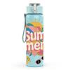1PC Sum Mer Sun Bright Summer Lettering Art 750ml Color Plastic Sports Water Bottle Leakproof Flip Straw Lid Suitable for Sports Office Home Use