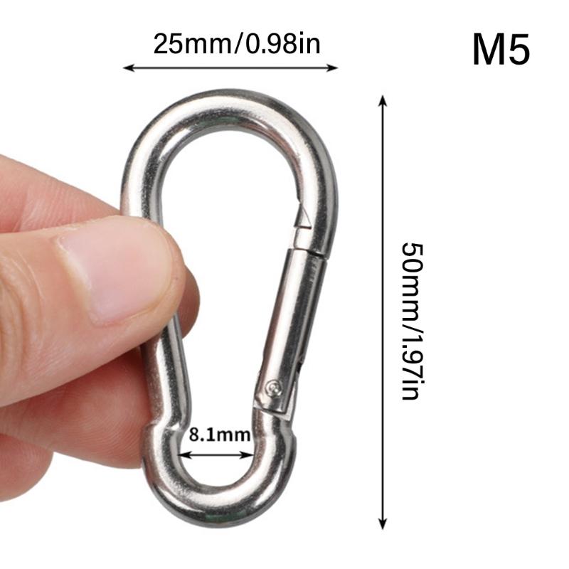 5Pcs Stainsless Steel Spring Snap Hook Carabiner Clip Water Bottle Hook Keychains for Outdoor Camping Fishing Hikings