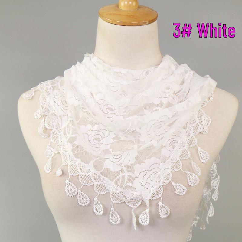 

Кружевной однотонный женский треугольный шарф, ажурный, корейский стиль, SJJ05 148-48cm