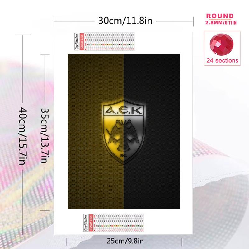 AEK Athens F.C logo 100% Round Full Drill 5D DIY Diamond Painting Embroidery Cross Stitch Rhinestone Décor