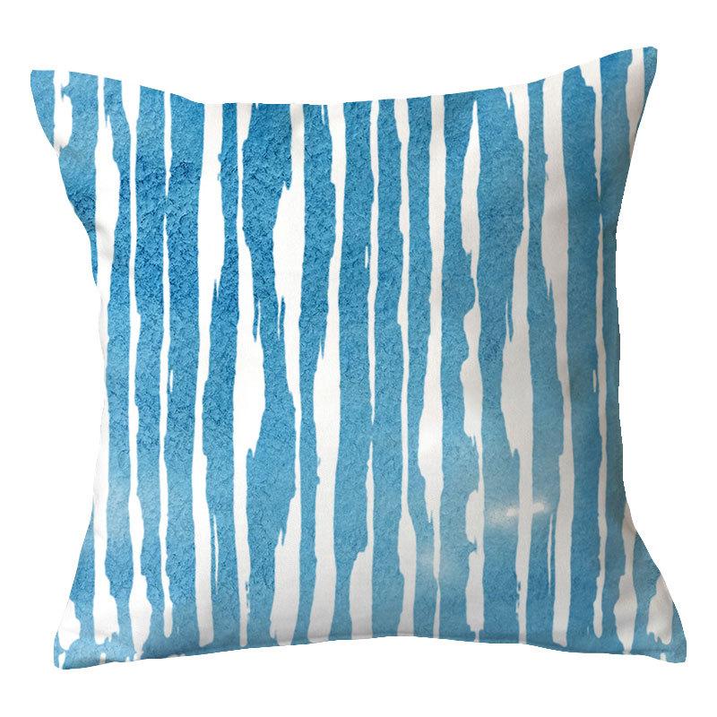 Simple New Blue Geometric Plush Pillowcase Home Fabric Sofa Pillow Cushion Cover Design