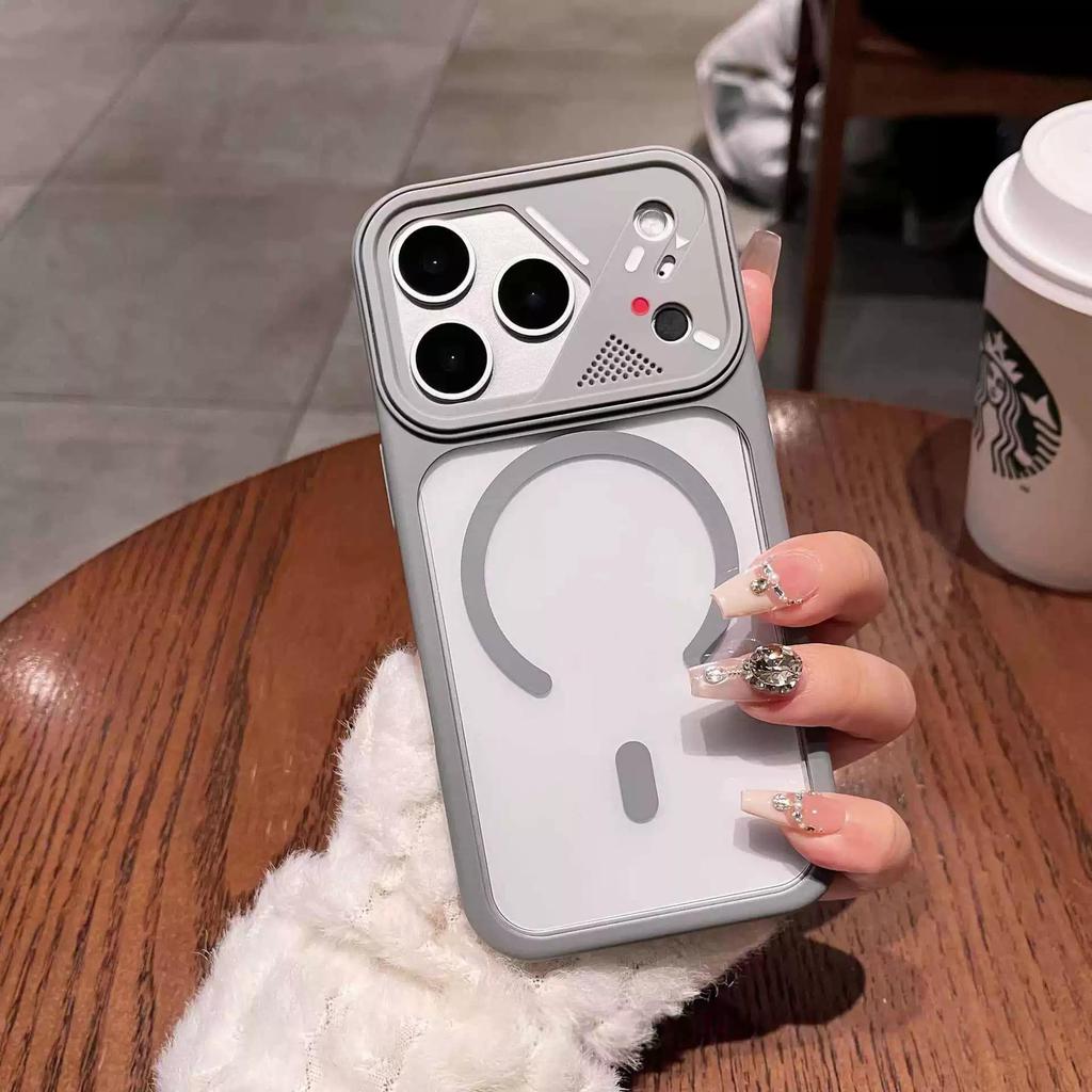 Compatible with iPhone 17 Pro Max: Ya Dun Acrylic Magnetic Transparent B-ring Lens Protection Case.