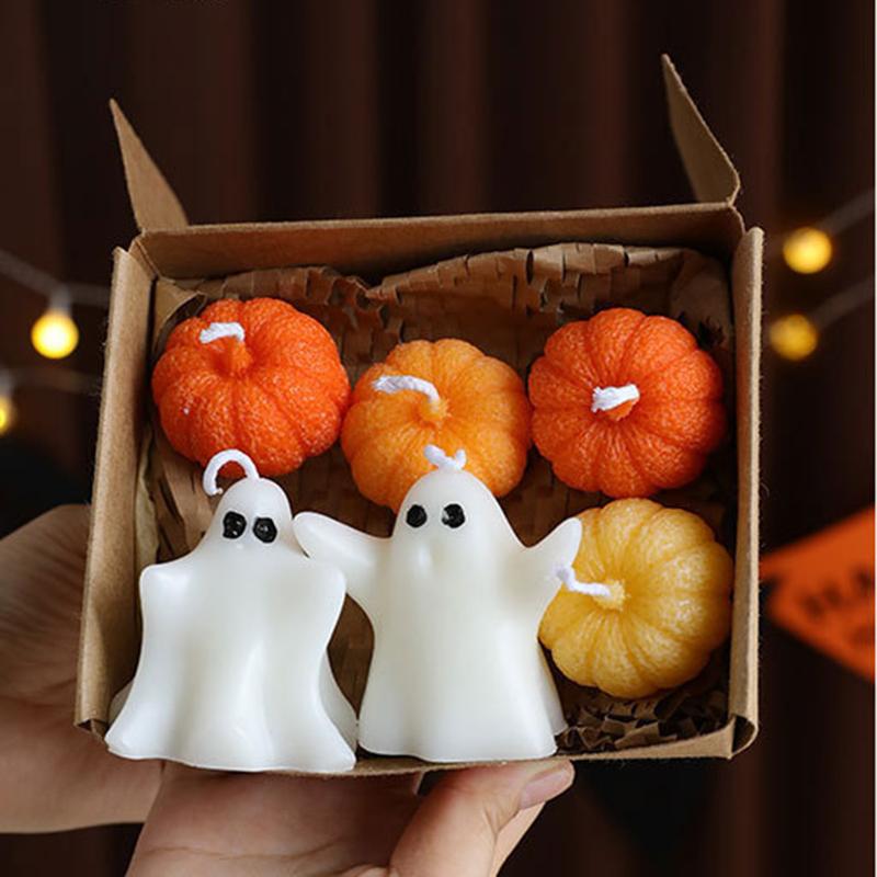 1/6 Pcs Halloween Ghost Candles Decor Spooky Goth Candle for Halloween Decorative Tabletop Cute Ghost Candle Set