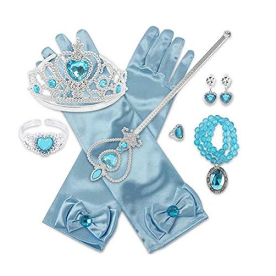Bethany Home Princess Accessories Kids' Costume Set, 9-Piece Set, DIY Crafts for Princess Transformation, Sparkling Ice Blue Heart Tiara, Magic Wand,