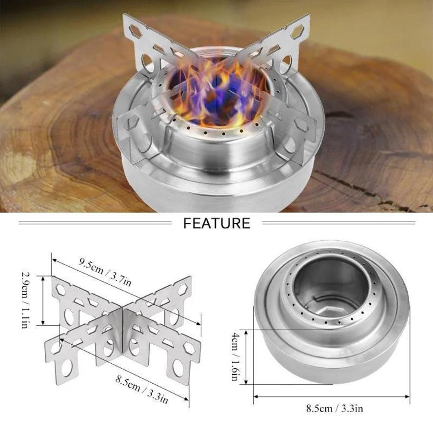 Stainless Steel Outdoor Picnic Stove Liquid Solid Alcohol Stainless Steel Portable Camping Small Alcohol Stove Small Bracket белый