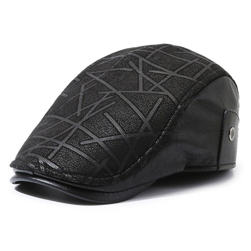 Men Beret Hats Ear Protection Cap Warm Winter Protection Leather Gifts Caps