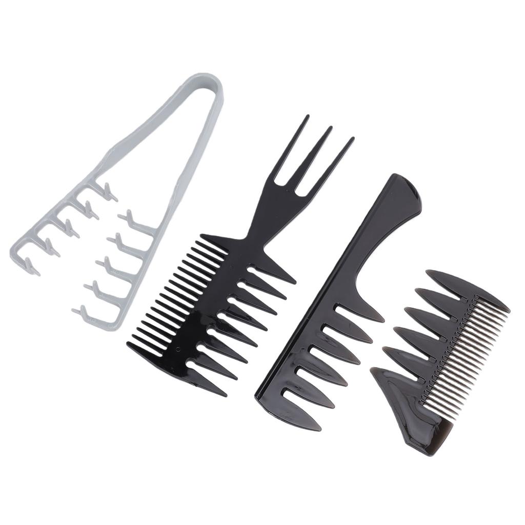 Set Pettini per Acconciatura Uomo Pettini a Denti Larghi Texture Pettine da Barbiere Parrucchiere per Capelli con Ciuffo Pompadour Set da 4 Pezzi