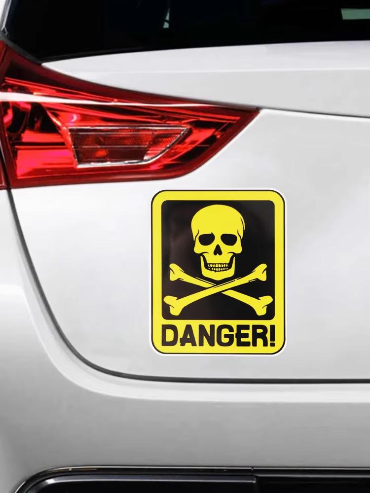 Autoaufkleber Gefahrenzeichen Mit Totenkopf Symbol Wasserdicht Vinyl Aufkleber Auto Zubehör Pegatinas Para Coche DIY Auto Styling HE15