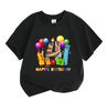 Kids Boys Girls 100% Cotton Crew Neck Short Sleeve T-Shirt Happy 4th Birthday Colorful Number Blocks Cartoon Print Casual Soft Breathable Party Tee To