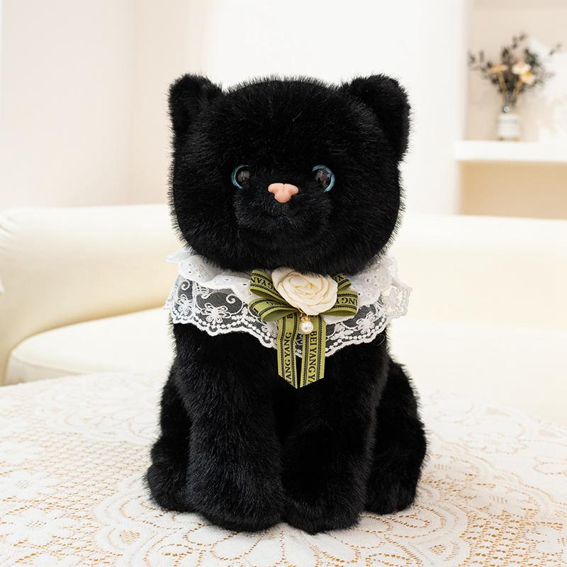 33cm/45cm Cute Lifelike Cat Plush Toy Simulation Soft And Comfortable Black Cat Kitten Stuffed Toy Birthday Gift
