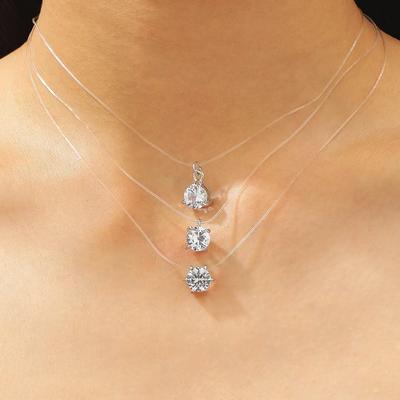 Cross-border Fashion Water Drop Glass Invisible Fishing Line Necklace for Women - Simple, Cool, Stackable Multi-layer Clavicle Chain