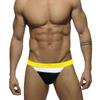 Men's High Slit Sexy Triangle Swimming Trunk Quick Dry Drawstring Color Blocked Beach Shorts