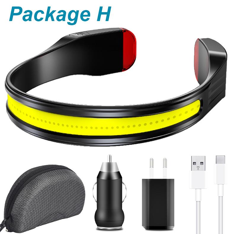 COB LED HeadLamp Type-C USB Rechargeable Headlight Multifunction Light Portable Head Flashlight Lamp Tail White Lamp; Red light