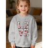 Kids Unisex Crewneck Sweatshirt, Strawberry Heart LOVE Letter Print Long Sleeve Pullover, Soft Fleece Kids Sweatshirt For Boys Girls Over 4 Years Old
