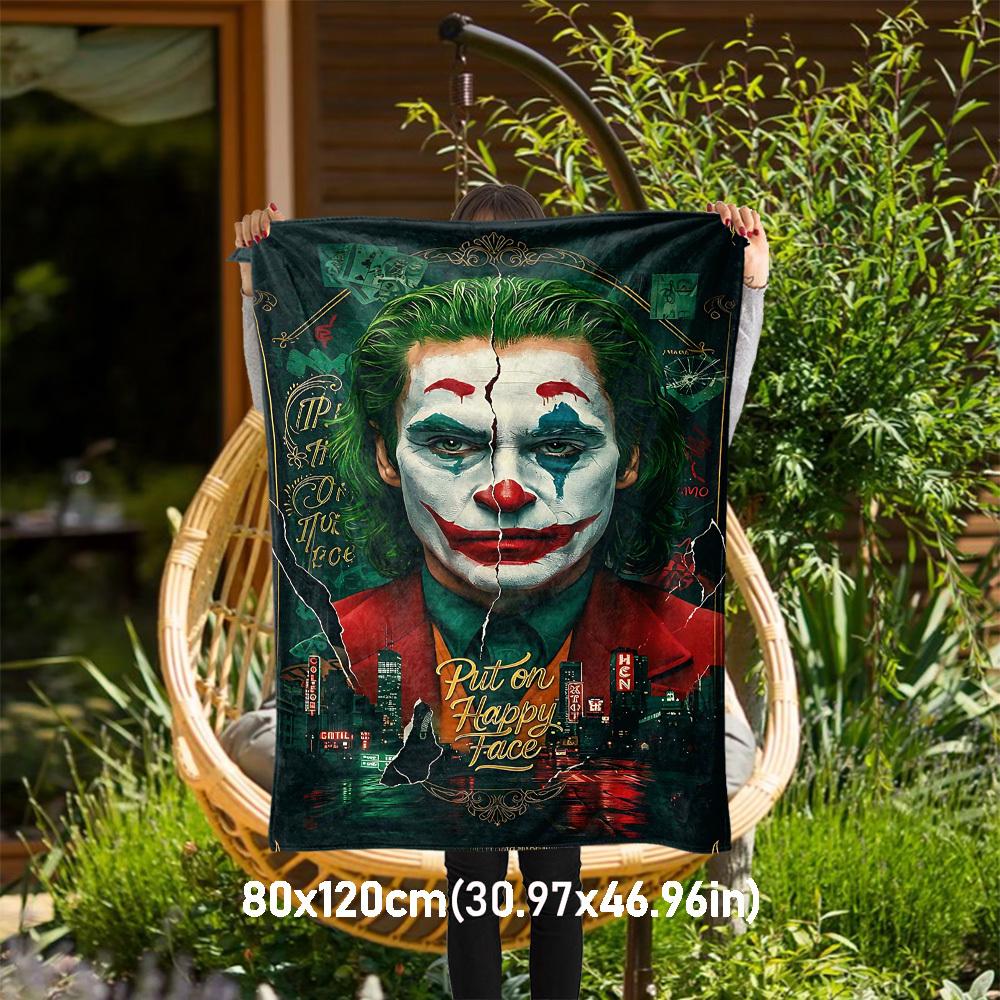 1PC Joker Put on Happy Face Outdoor Flannel Blanket Soft Plush Decor for Picnics, camping,Bedroom, Playroom, Office1188A 80x120cm(31x47inch)