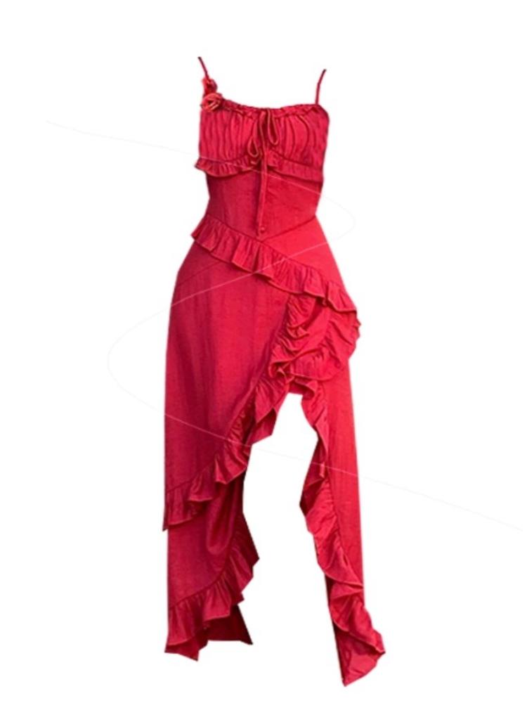 

Летнее темпераментное повседневное платье на бретелях, женское летнее новое простое мини-платье для вечеринки в стиле феи, женское праздничное дизайнерское платье с французским сплит... XL