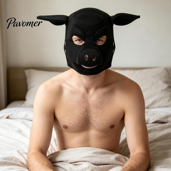 Breathable Cosplay Headpiece Piggy Head Mask, Adult Couple Role Play Mask for Party, Themed Event Accessories Funny Animal Full Face Halloween,