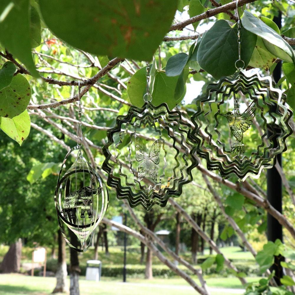 3D Flowing Wind Spinner 10/15cm Stainless Catcher Hanging Decor 10 Styles Yard Garden Mirror Rainbow