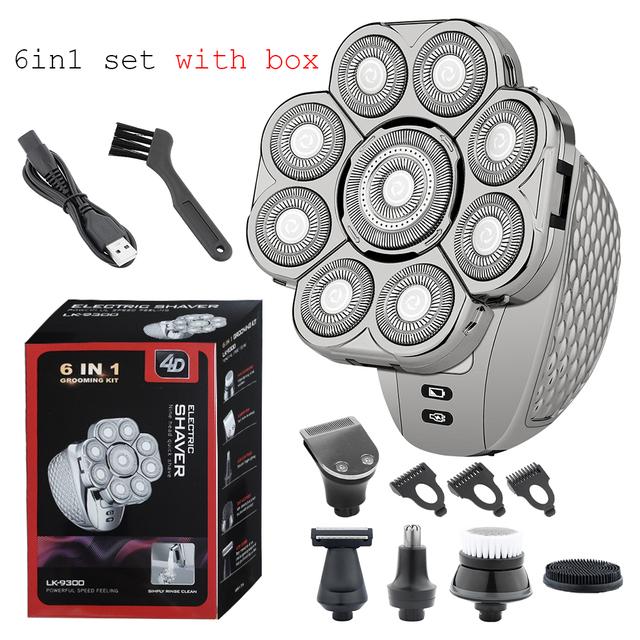 Tondeuse Rasoir électrique 7 En 1 Pour Homme - Rechargeable USB, étanche, 7 Têtes - Tondeuse Barbe Et Crâne