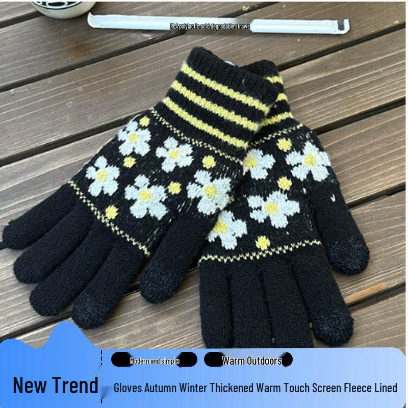 

Warm Wool Touchscreen Gloves for Autumn/Winter – Double-layer, Fleece-lined, Cold-proof for Outdoor Activities
