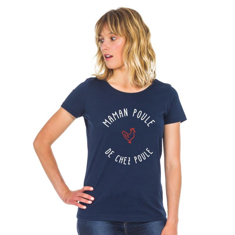 Camiseta feminina - MAMAN POULE DE CHEZ POULE 2 MPT S azul marinho