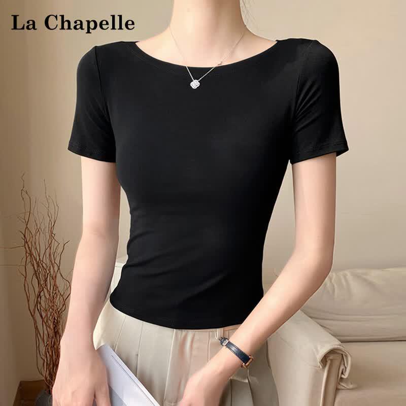 La Chapelle Women's Slim-Fit Off-Shoulder T-Shirt