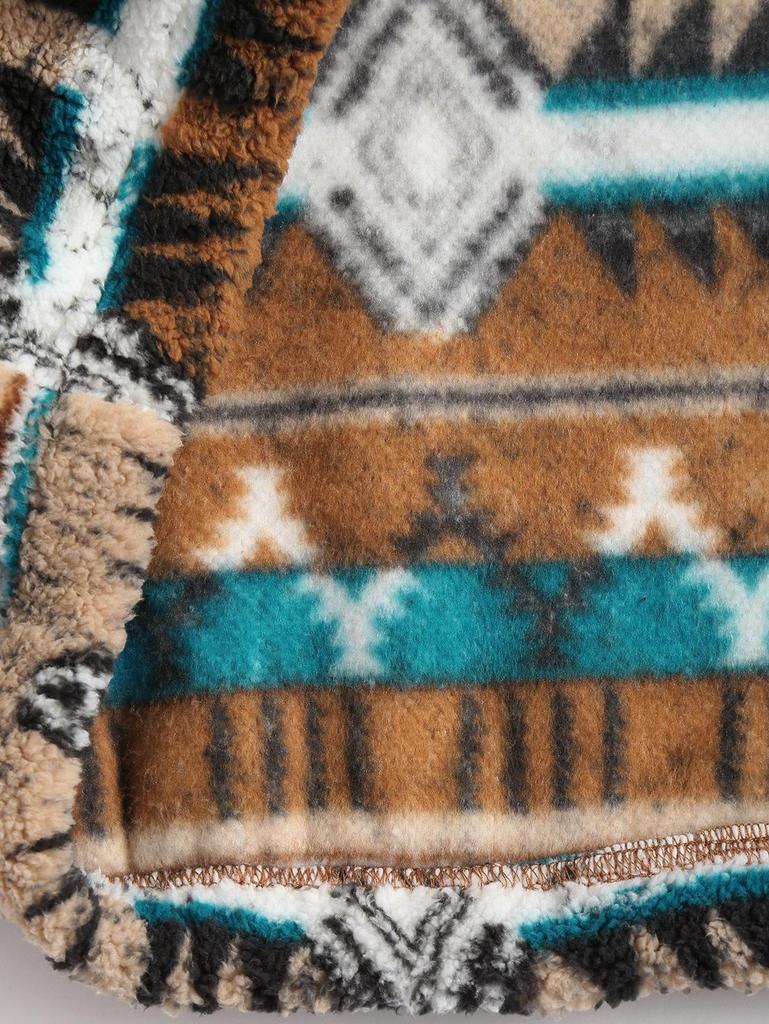 ZAFUL Men's Oversized Hoodie - Quarter Zip Aztec Print, Loose Pullover Sweatshirt